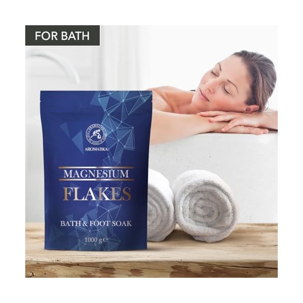 Flocons de Magnésium 1000g - Bain de Magnésium - Bain Relaxant - Apaisant et Soulage la Fatigue - Relax - Soins du Corps - Hy