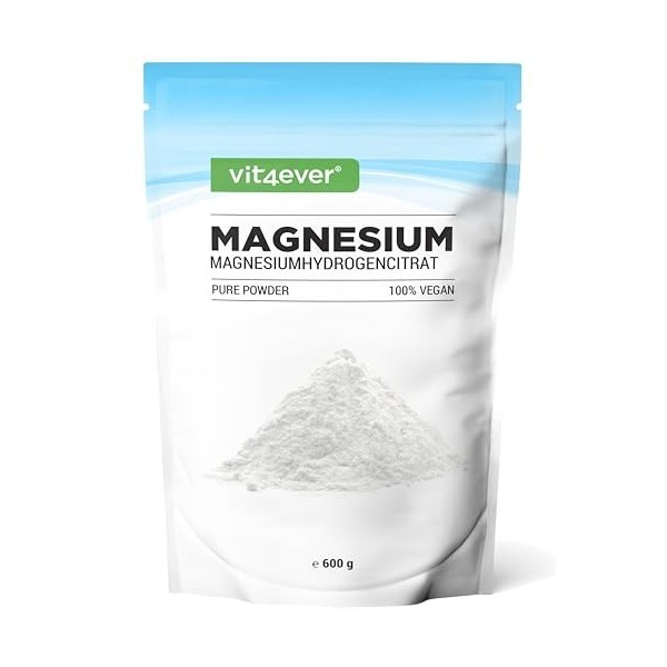 Magnésium Pure - 600 g de poudre 4,3 mois de réserve - Testé en laboratoire teneur en substances actives & pureté - Poudr Mag...
