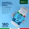 Magnésium Bisglycinate 300mg Vitamine B6 180 capsules Supplément Sommeil Fatigue et Stress Forme Chélatée Soutient Os Dents F