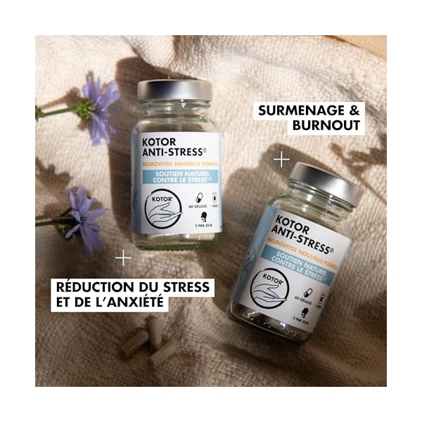 KOTOR ANTI-STRESS – Stress & Anxiété – Burnout & Surmenage – Plante Adaptogène + Magnésium Bisglycinate + Vitamines B1, B2, B