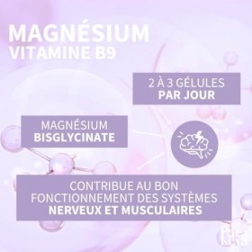 Parakeya - Magnésium bisglycinate & vitamine B6-180 Gélules - Equilibre Nerveux et Musculaire, Réduction Fatigue - Complément...
