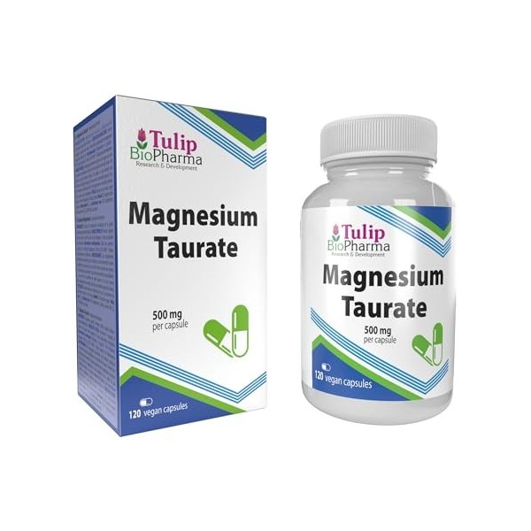 Taurate de magnésium 2000 mg par portion 120 capsules végétaliennes, testées en laboratoire par des tiers