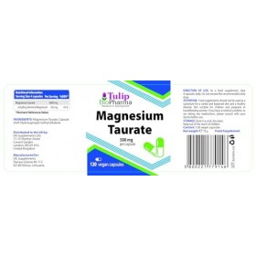 Taurate de magnésium 2000 mg par portion 120 capsules végétaliennes, testées en laboratoire par des tiers