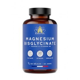 Magnésium Bisglycinate + Vitamine B6 - Sommeil, Stress, Fatigue - Haute Absorption – Contribue à Réduire la Fatigue – Système