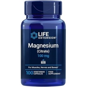 Life Extension - Magnésium Citrate 100 Gélules, Magnésium Biodisponible pour la Fonction Musculaire et Nerveuse, lÉnergie,