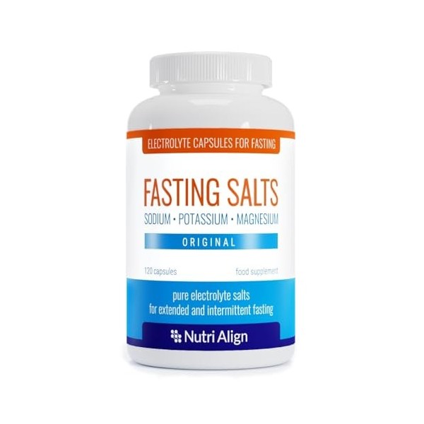 Nutri-Align Sels de Jeûne Electrolytes 120 Gélules | Électrolytes de Sodium, de Potassium et de Magnésium | Gélules Délectro