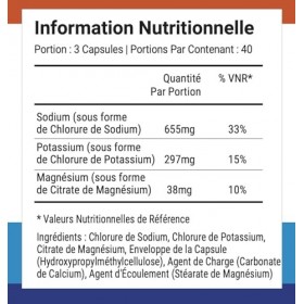Nutri-Align Sels de Jeûne Electrolytes 120 Gélules | Électrolytes de Sodium, de Potassium et de Magnésium | Gélules Délectro