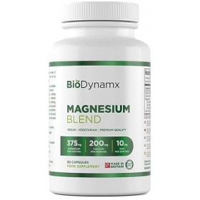BioDynamx Magnesium Bisglycinate 3 en 1 Glycinate - Malate Citrate B6 375 mg | 90 Capsules Végétaliennes 30 Portions Foncti M...