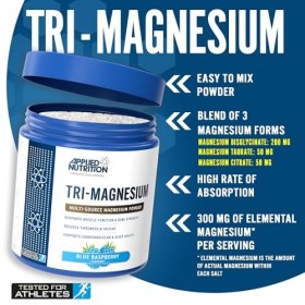 Applied Nutrition Tri-Magnesium Blue Raspberry 200G Magnésium
