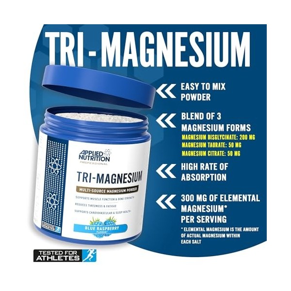 Applied Nutrition Tri-Magnesium Blue Raspberry 200G Magnésium