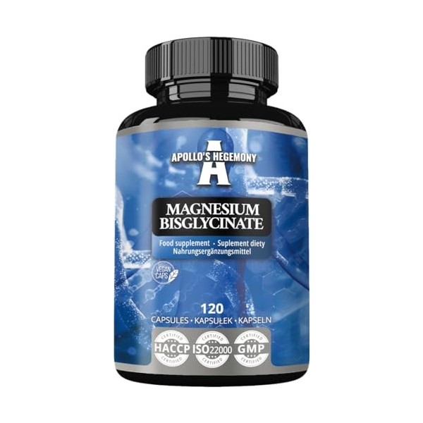Magnésium Bisglycinate 100 mg par gélule - 120 gélules végétaliennes - 4 mois dapprovisionnement - pour une meilleure absorp