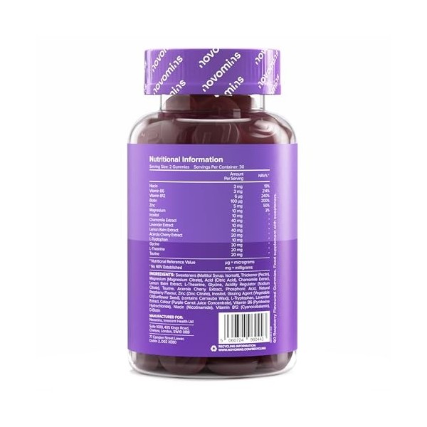 Gommes Sommeil Adulte - Complément Alimentaire - avec Magnesium, L Theanine, Vitamine B12, Extrait de Camomille - Sans Melato