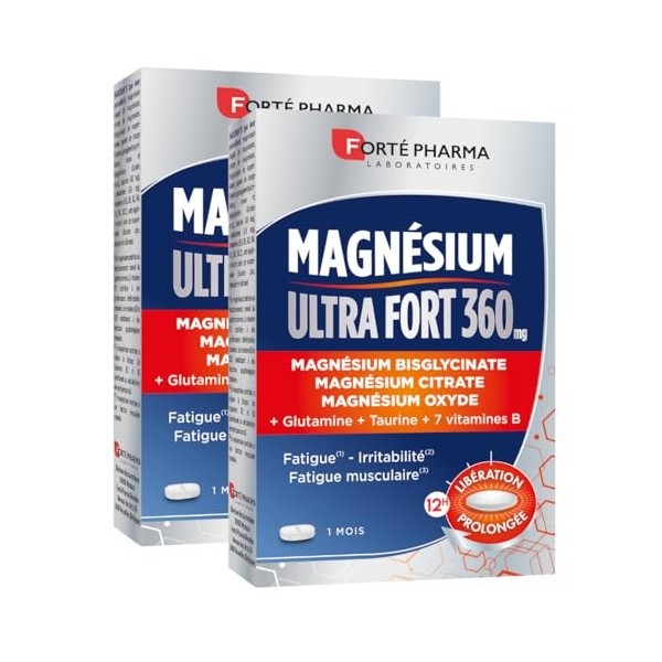 Forté Pharma - Duo Magnésium Ultra Fort 360mg - Complément Alimentaire - Magnesium complex bisglycinate citrate - Taurine, 