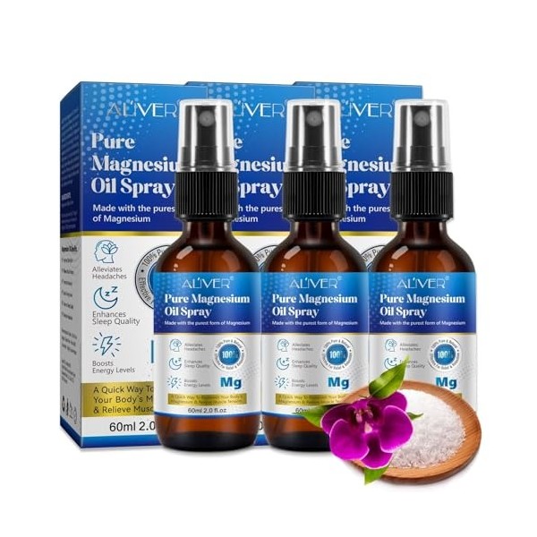 P-Beauty Spray dhuile de magnésium 2 x 60ml - Magnésium pur de Zechstein pour la relaxation musculaire et la réduction du st ...