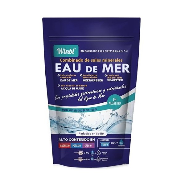100 LITRES deau de mer Winbi à Boire. De Multiples Bienfaits Pour le Corps. Eau Marine à Haute Teneur En Magnésium, Potassiu