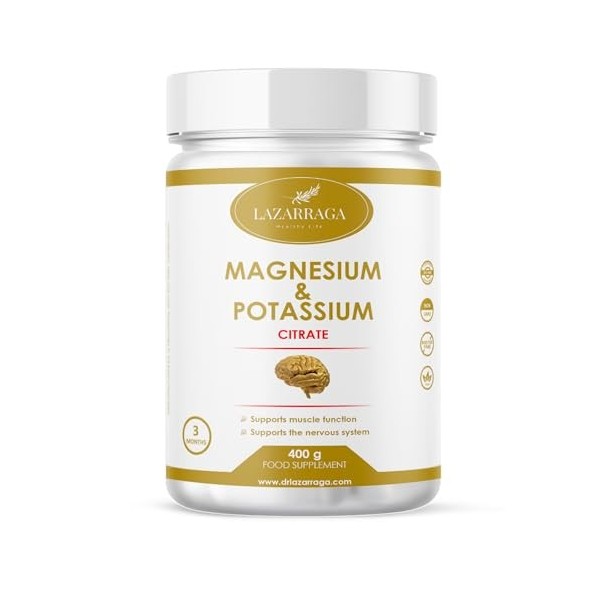 Magnésium et potassium haute dose | Citrate de magnésium 250 mg + citrate de potassium 1000 mg pur | Soutien musculaire, éner