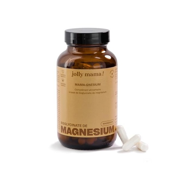 Jolly mama! Mama-gnésium | 100% Bisglycinate de Magnésium | Hautement Assimilable | Fatigue, Bien-Etre, Système Nerveux | Com