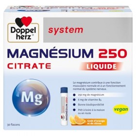 Doppelherz system MAGNÉSIUM 250 CITRATE LIQUID - le magnésium soutient la fonction musculaire normale et le fonctionnement no