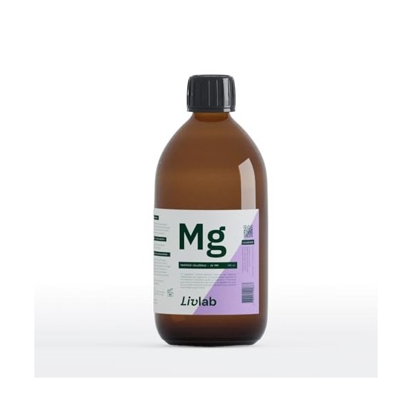 Magnésium Oligo-Élément - Livlab - 500 ml - Flacon Verre, Solution Ionique Stabilisée, Eau Déminéralisée, Sans Additifs