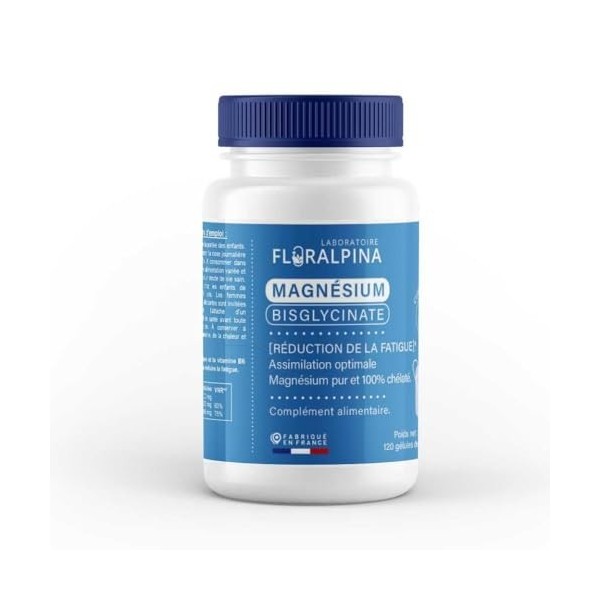 Magnésium Bisglycinate avec Vitamine B6-120 gélules | Hautement Assimilable, Anti-Fatigue et Relaxation | Soutien du Système 