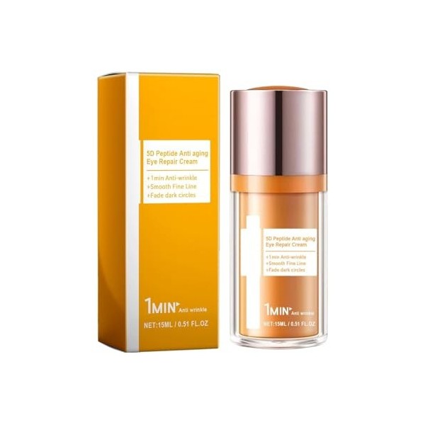 Crème contour des yeux anti-rides aux peptides 5D, crème contour des yeux hydratante, liftante et anti-âge, gel liftant aux p...