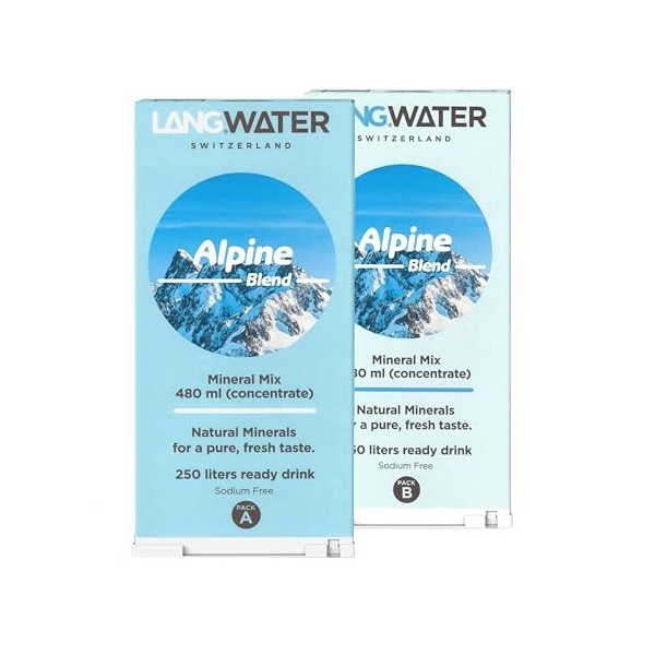 LANGWATER Alpine Blend Minerals. 2 Packs de Minéraux Naturels Liquides Calcium, Magnésium . Additif Mineral pour le Purifica