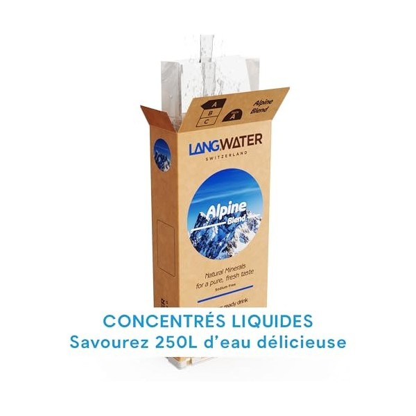 LANGWATER Alpine Blend Minerals. 2 Packs de Minéraux Naturels Liquides Calcium, Magnésium . Additif Mineral pour le Purifica