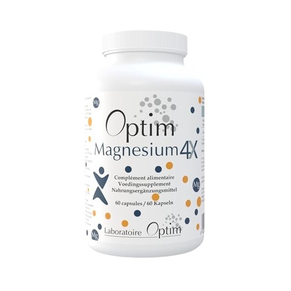 OPTIM Magnesium Complexe - Magnésium bisglycinate, citrate, malate, acétyl-taurinate ATA Mg + Vitamine B6-60 gélules Capsules