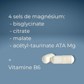 OPTIM Magnesium Complexe - Magnésium bisglycinate, citrate, malate, acétyl-taurinate ATA Mg + Vitamine B6-60 gélules Capsules