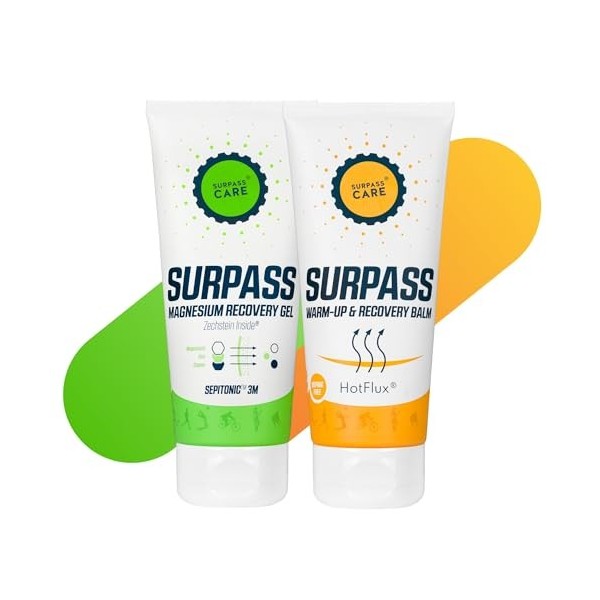 SURPASS – Set Relaxation Musculaire pour Sportifs – Baume Chauffant & Gel au Magnésium – Pack Récupération – Préparation à l’