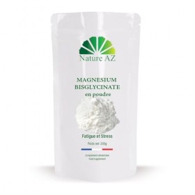 Nature AZ Magnésium Bisglycinate Pur en Poudre, Haute Absorption et Biodisponibilité, Stress, Sommeil, Fatigue, Sans Vitamine