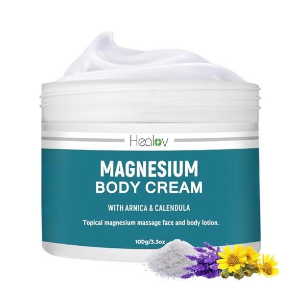 Lotion au magnésium – Crème de magnésium pure apaisante pour la relaxation, un meilleur sommeil, la santé musculaire, les soi