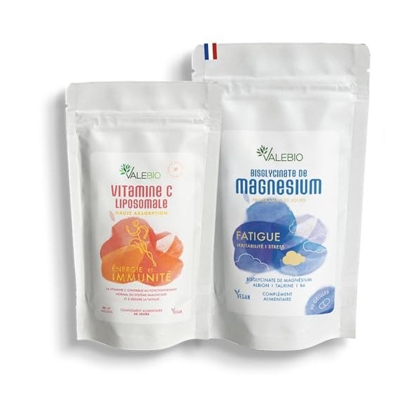 Cure anti-fatigue Magnésium + Vitamine C | Soutien limmunité et réduit la fatigue | Magnesium Bisglycinate & Vitamine C Lipo ...