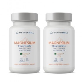 Pack x2 | Magnésium Bisglycinate + Cofacteurs Vitamines B1, B2, B3, B5, B6, B8, B9 et D3 | 180 Gélules Végétales | 300 mg Mag