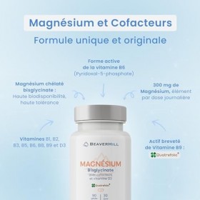 Pack x2 | Magnésium Bisglycinate + Cofacteurs Vitamines B1, B2, B3, B5, B6, B8, B9 et D3 | 180 Gélules Végétales | 300 mg Mag