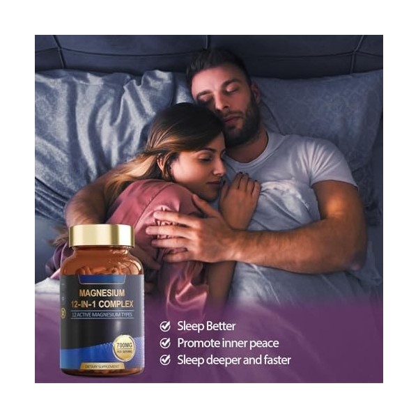 Complexe de magnésium 12 en 1 magnésium, muscle, soutien cardiaque, végétalien, non-OGM Magnésium