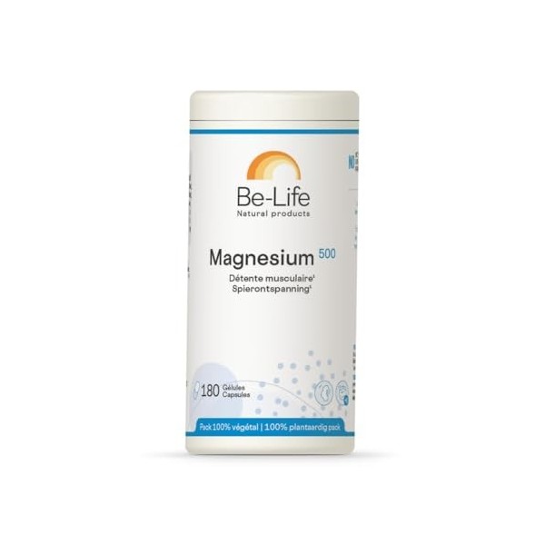 BE-LIFE | Magnesium 500 | Complément alimentaire | Détente musculaire, réduction de la fatigue | Bisglycinate de magnésium 50