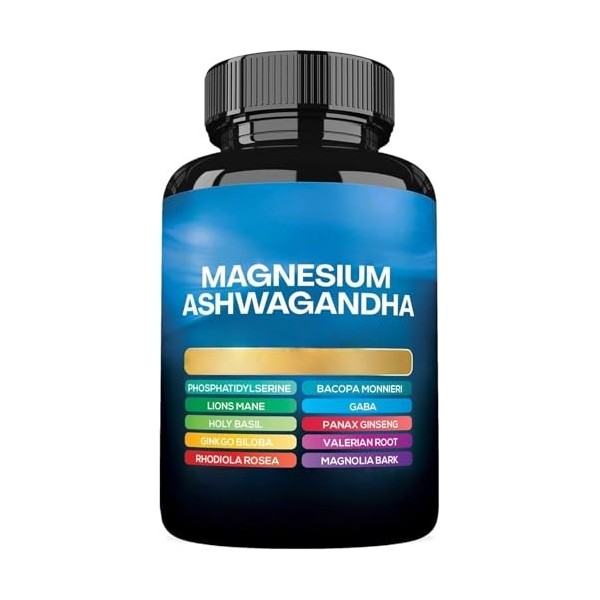 Complexe de magnésium – pour le stress, le sommeil, la santé musculaire et cardiaque | Végétalien, sans OGM, sans gluten