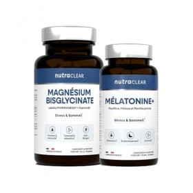 Nutraclear | Pack Sommeil - Magnésium, Mélatonine | Routine du soir : magnésium + mélatonine en formats simples et pratiques