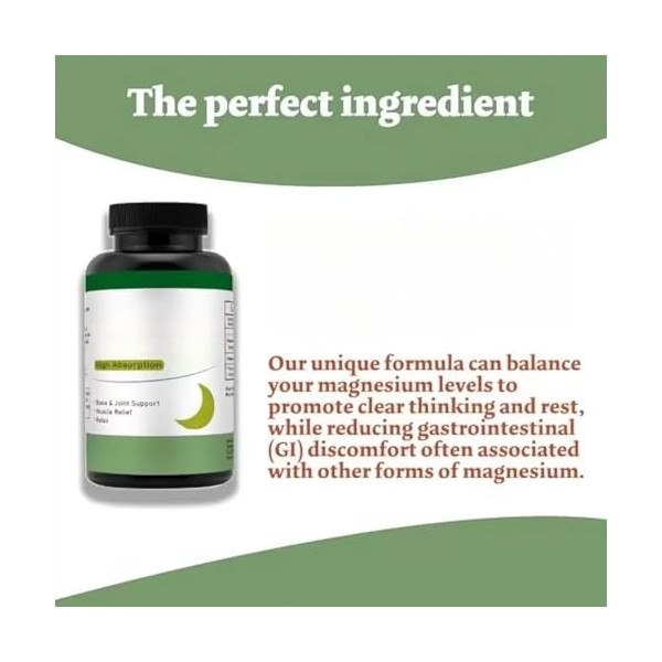 Mag Bisglycinate pour le stress, les os, les muscles, les nerfs, la relaxation et la santé cardiaque