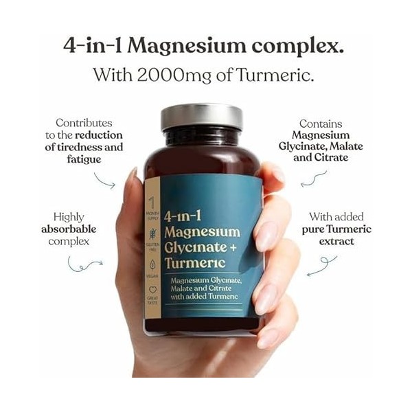 Magnésium 4 en 1, bon pour la relaxation musculaire, les os, le sommeil pour hommes et femmes, 1 pièce