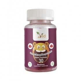 Gommes de magnésium pour enfants, 15 jours dapprovisionnement, saveur naturelle de framboise, 30 gommes végétaliennes à mâch