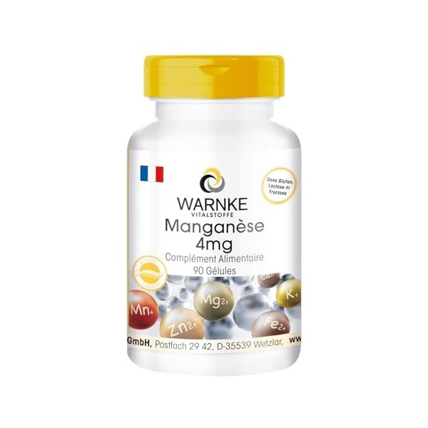 Manganèse 4 mg - Végétarien - Gluconate de maganèse | Warnke Vitalstoffe - Qualité des pharmacies allemandes