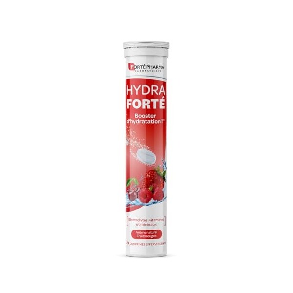Forté Pharma - Hydra Forté Fruits rouges - Electrolyte hydratation - Vitamine C Magnesium, Minéraux - Sport, chaleur, voyage ...