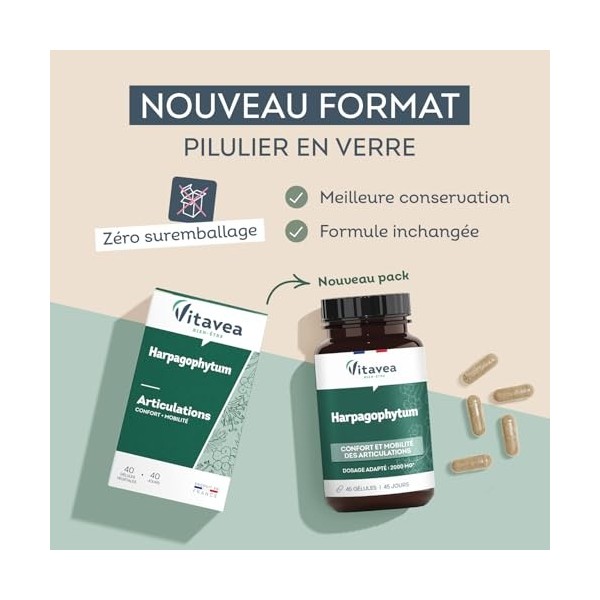 Vitavea bien-être - Harpagophytum 2000 mg - Complément Alimentaire Articulations - Confort, Mobilité et Souplesse des Articul