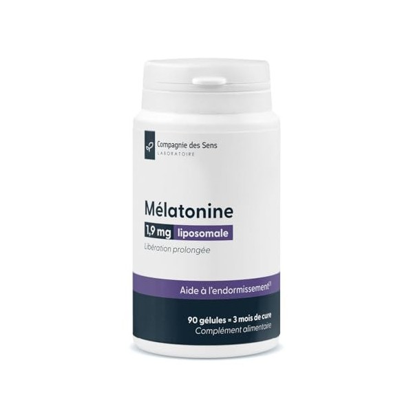Mélatonine liposomale 1,9 mg – Libération prolongée – 90 gélules végétales – Dosage précis – Sans additifs – Fabriqué en Fran...