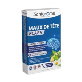 Santarome - Maux de Tête Flash - Triple Action - tête lourde - Grande Camomille fortement dosée - Libération Flash - Caféine,