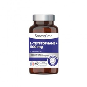 Santarome - L-Tryptophane 500 mg – Équilibre Nerveux & Fonctions Psychologiques – Avec Vitamines B3 & B6 – Forte Dose – Vegan