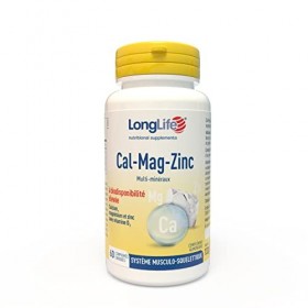 LongLife® Cal-Mag-Zinc | Calcium magnésium et zinc avec vitamine D | Biodisponibilité élevée | Aide le système nerveux et la 