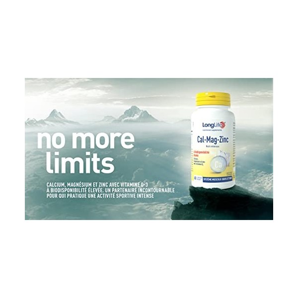 LongLife® Cal-Mag-Zinc | Calcium magnésium et zinc avec vitamine D | Biodisponibilité élevée | Aide le système nerveux et la 